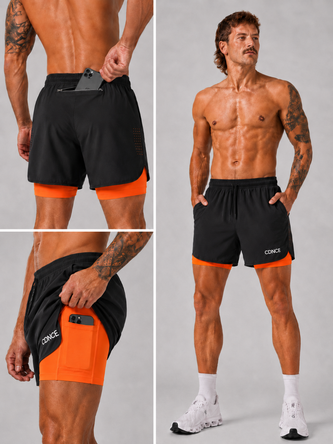 CDNCE Men's 2-in-1 Running Short