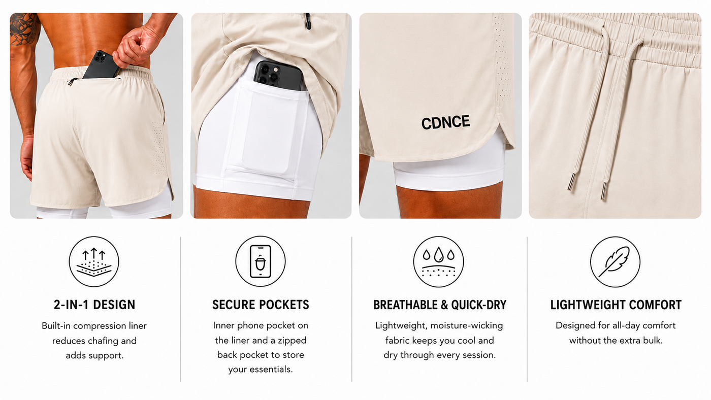CDNCE Men's 2-in-1 Running Short benefits